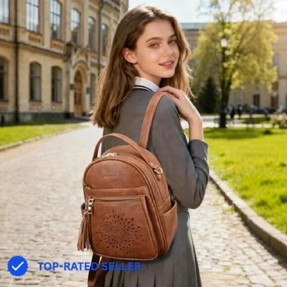 Mini Backpack Purse Vegan Leather Waterproof Lightweight  display picture 1